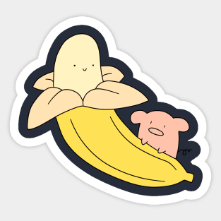 Pig and Peeled Banana Sticker